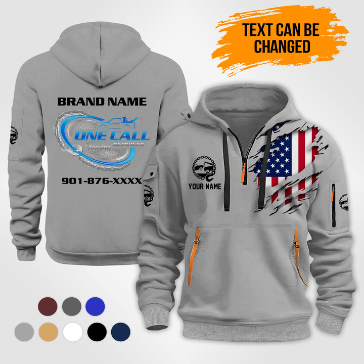 Personalized Name Tow Truck 3D Quarter Zip Hoodie KS962