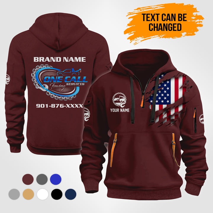 Personalized Name Tow Truck 3D Quarter Zip Hoodie KS962