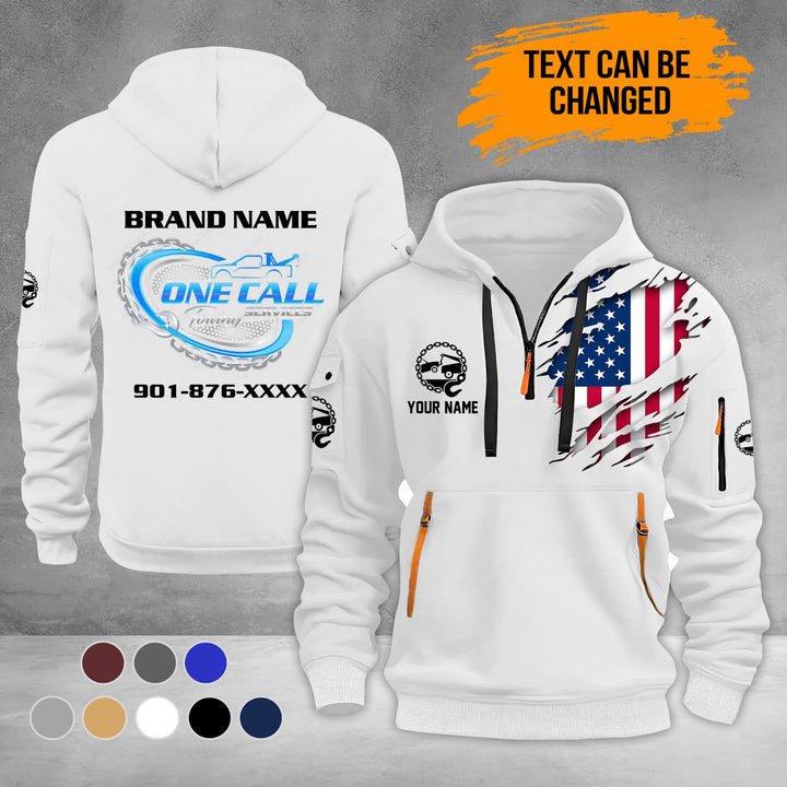 Personalized Name Tow Truck 3D Quarter Zip Hoodie KS962