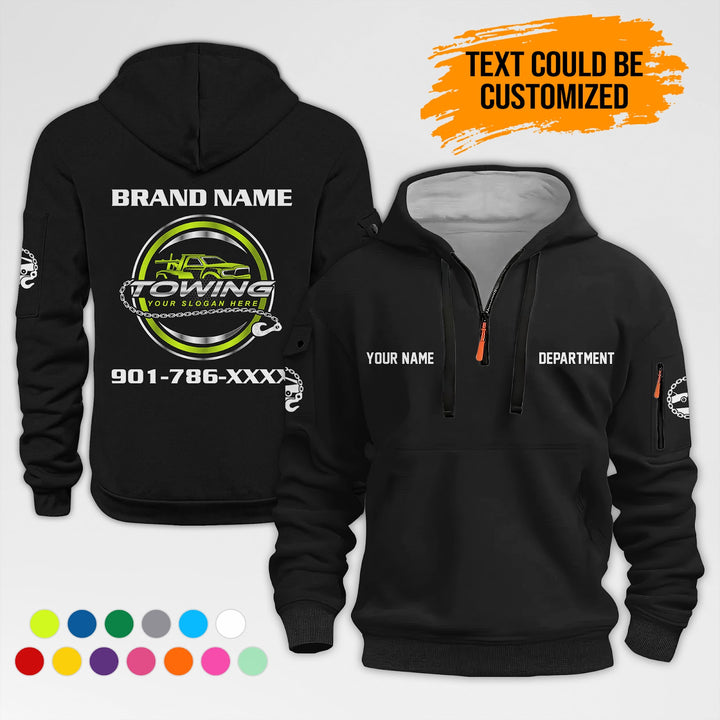 Personalized Name Tow Truck 3D Quarter Zip Hoodie AZ398