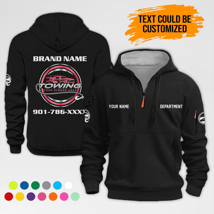 Personalized Name Tow Truck 3D Quarter Zip Hoodie AZ398