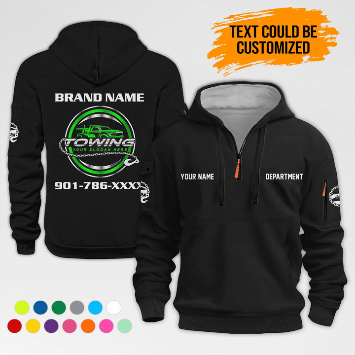 Personalized Name Tow Truck 3D Quarter Zip Hoodie AZ398