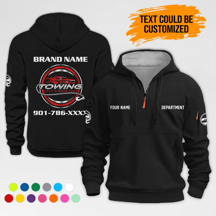 Personalized Name Tow Truck 3D Quarter Zip Hoodie AZ398