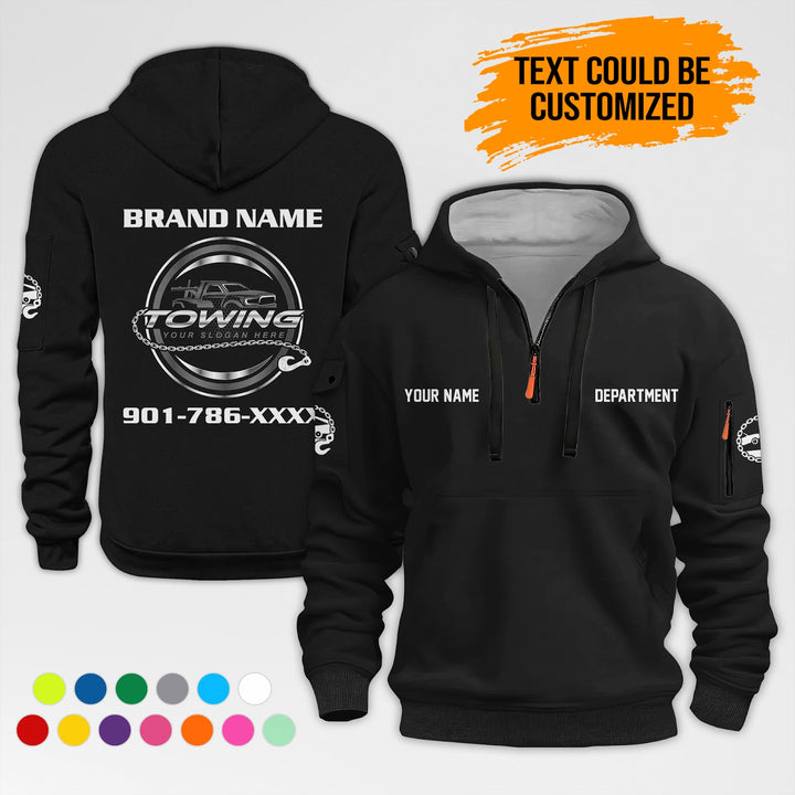 Personalized Name Tow Truck 3D Quarter Zip Hoodie AZ398