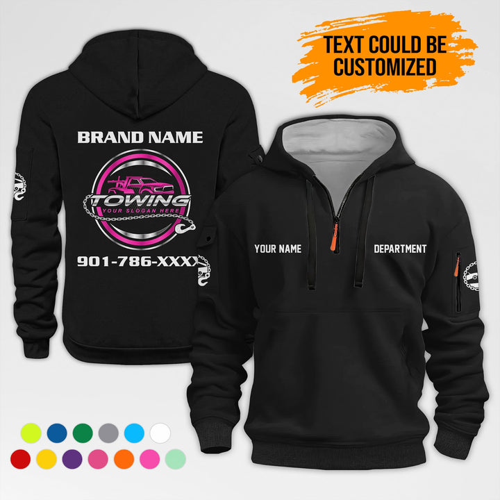 Personalized Name Tow Truck 3D Quarter Zip Hoodie AZ398
