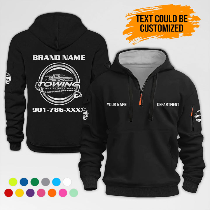 Personalized Name Tow Truck 3D Quarter Zip Hoodie AZ398