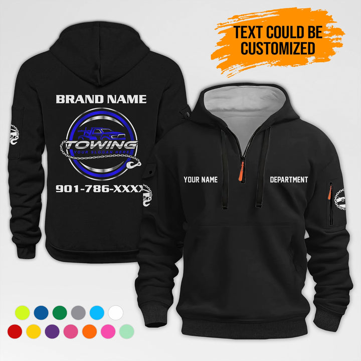 Personalized Name Tow Truck 3D Quarter Zip Hoodie AZ398