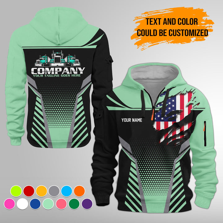 Personalized Name Transport 3D Printed Quarter Zip Hoodie FY450
