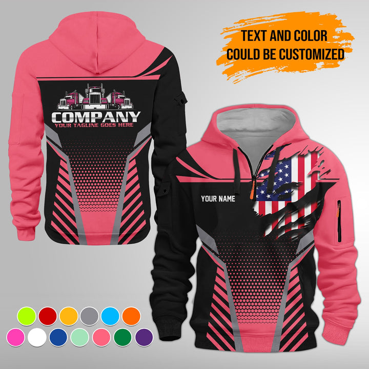 Personalized Name Transport 3D Printed Quarter Zip Hoodie FY450