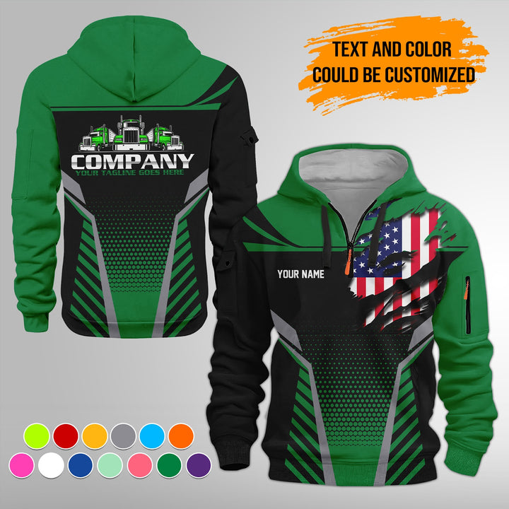 Personalized Name Transport 3D Printed Quarter Zip Hoodie FY450