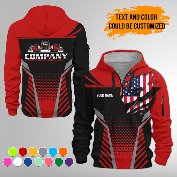 Personalized Name Transport 3D Printed Quarter Zip Hoodie FY450