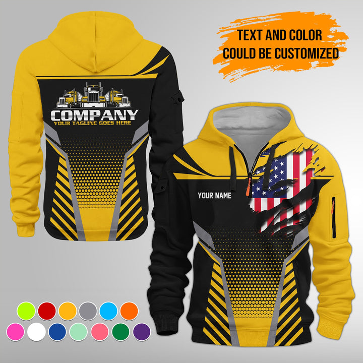 Personalized Name Transport 3D Printed Quarter Zip Hoodie FY450