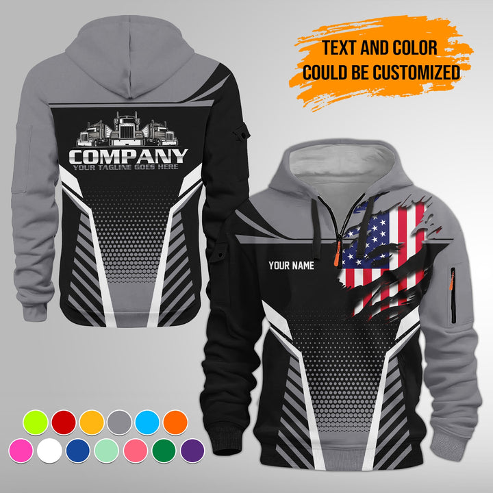 Personalized Name Transport 3D Printed Quarter Zip Hoodie FY450