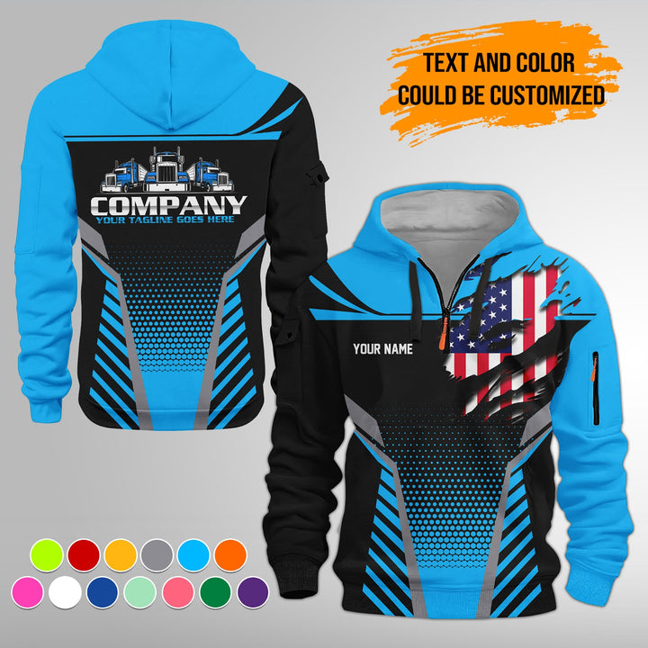 Personalized Name Transport 3D Printed Quarter Zip Hoodie FY450