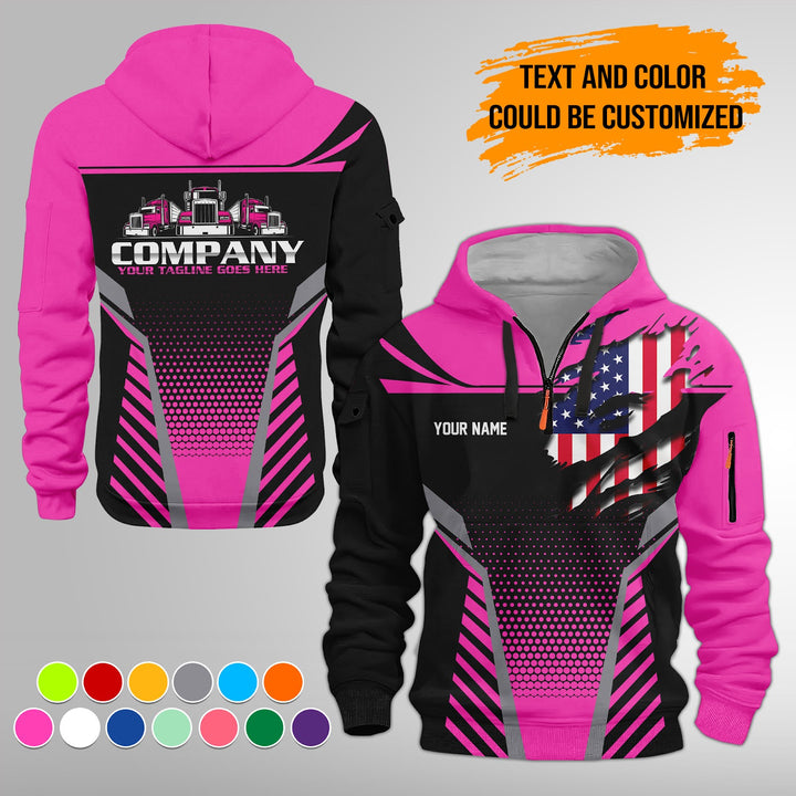Personalized Name Transport 3D Printed Quarter Zip Hoodie FY450