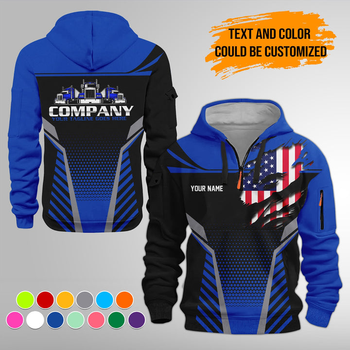 Personalized Name Transport 3D Printed Quarter Zip Hoodie FY450