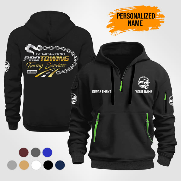 Personalized Name Tow Truck 3D Quarter Zip Hoodie ST256