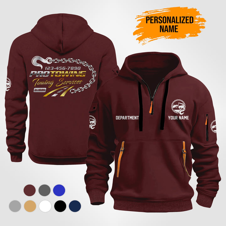 Personalized Name Tow Truck 3D Quarter Zip Hoodie ST256