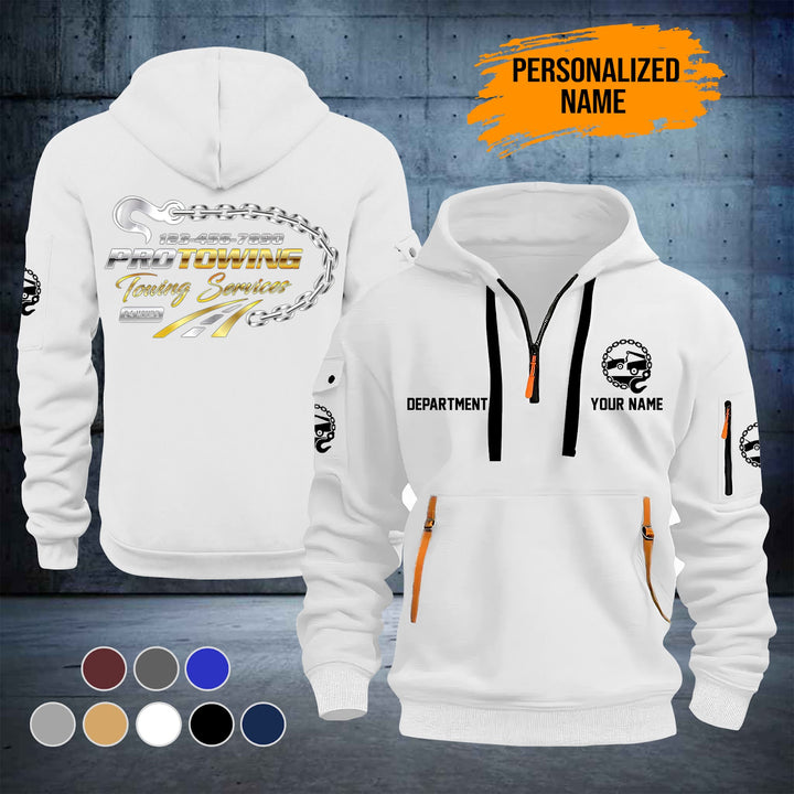 Personalized Name Tow Truck 3D Quarter Zip Hoodie ST256