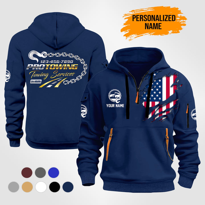 Personalized Name Tow Truck 3D Quarter Zip Hoodie ST257