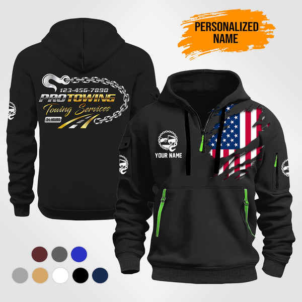 Personalized Name Tow Truck 3D Quarter Zip Hoodie ST257