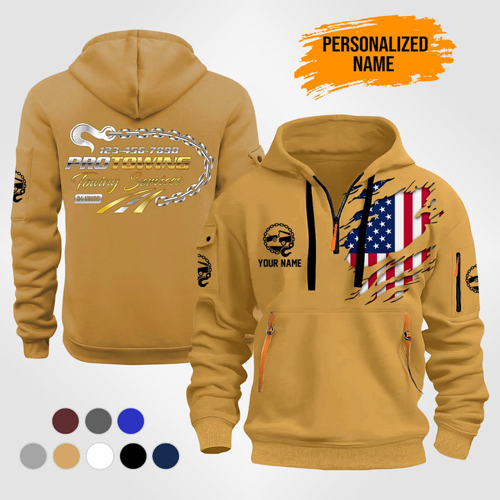 Personalized Name Tow Truck 3D Quarter Zip Hoodie ST257