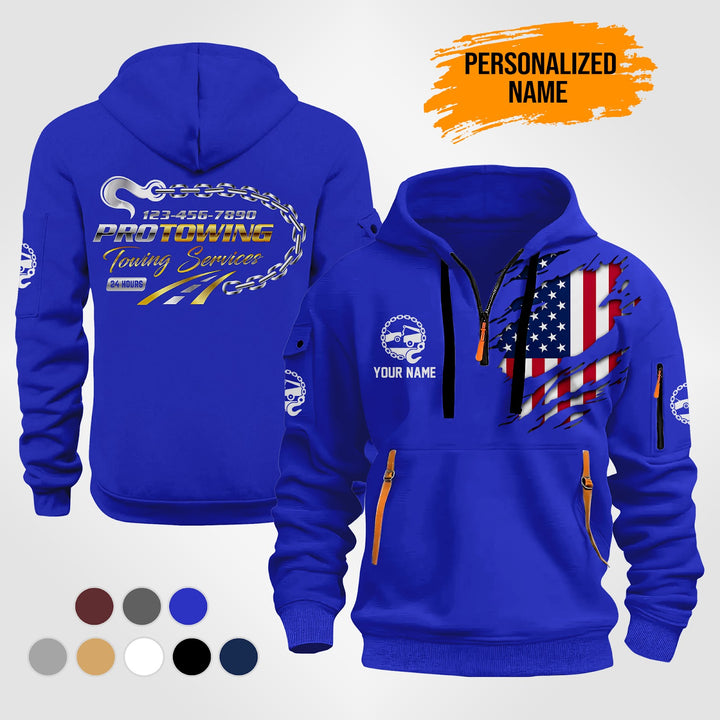 Personalized Name Tow Truck 3D Quarter Zip Hoodie ST257
