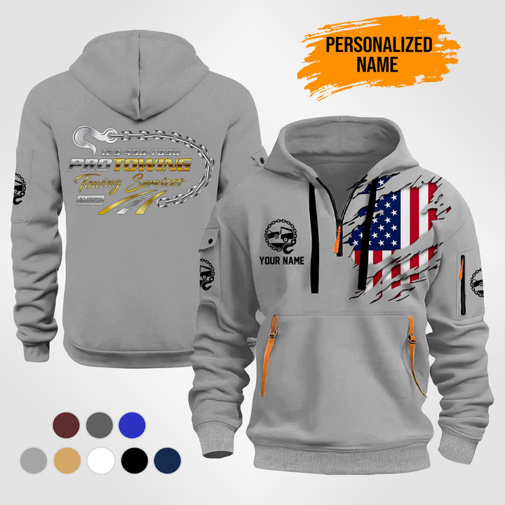 Personalized Name Tow Truck 3D Quarter Zip Hoodie ST257