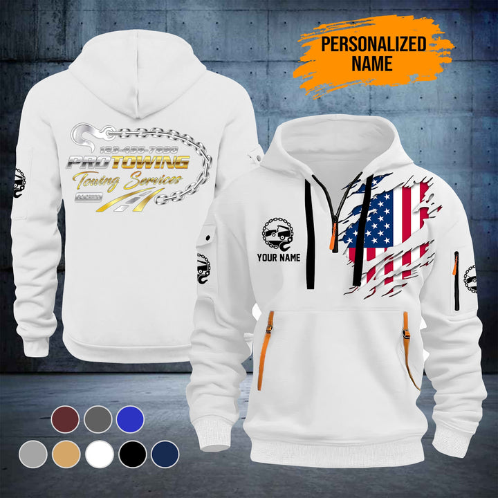 Personalized Name Tow Truck 3D Quarter Zip Hoodie ST257