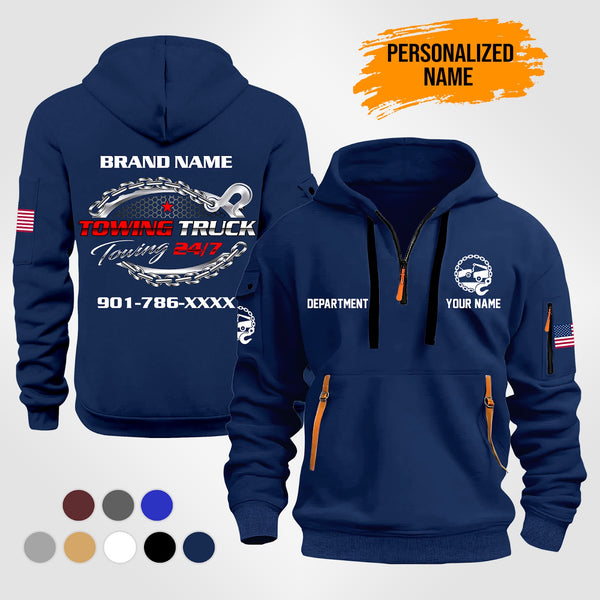 Personalized Name Tow Truck 3D Quarter Zip Hoodie ST258