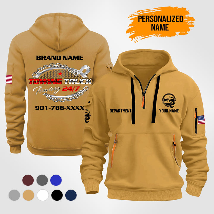 Personalized Name Tow Truck 3D Quarter Zip Hoodie ST258