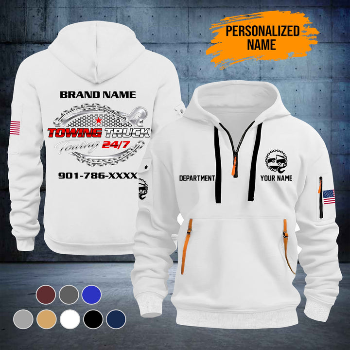 Personalized Name Tow Truck 3D Quarter Zip Hoodie ST258