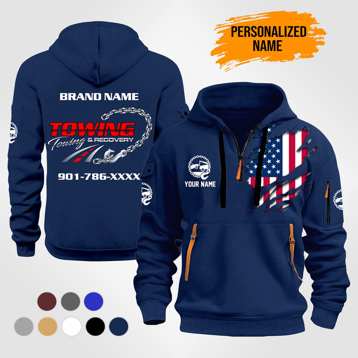 Personalized Name Tow Truck 3D Quarter Zip Hoodie ST261