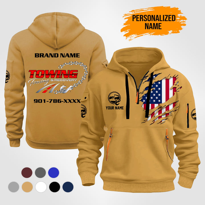 Personalized Name Tow Truck 3D Quarter Zip Hoodie ST261