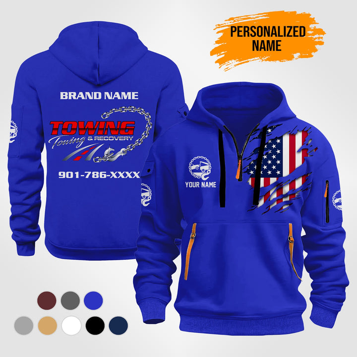 Personalized Name Tow Truck 3D Quarter Zip Hoodie ST261