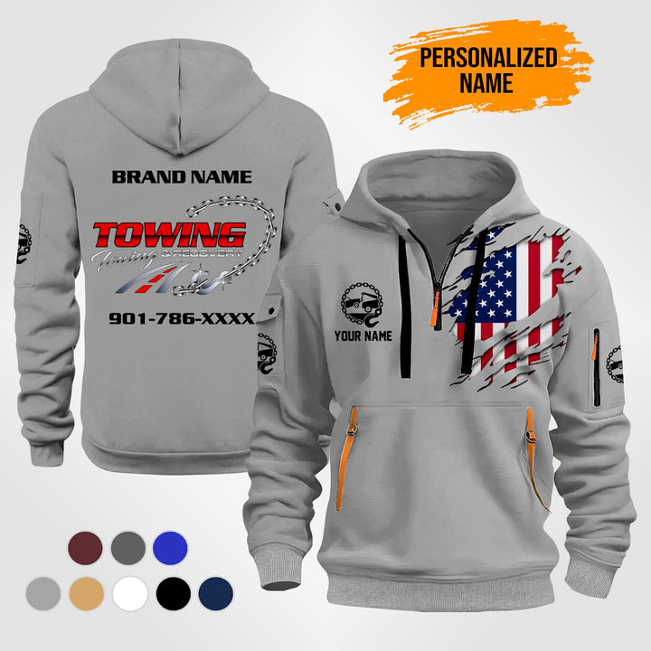 Personalized Name Tow Truck 3D Quarter Zip Hoodie ST261