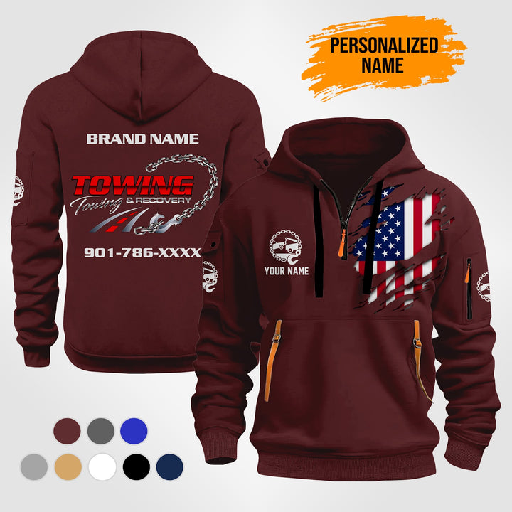 Personalized Name Tow Truck 3D Quarter Zip Hoodie ST261