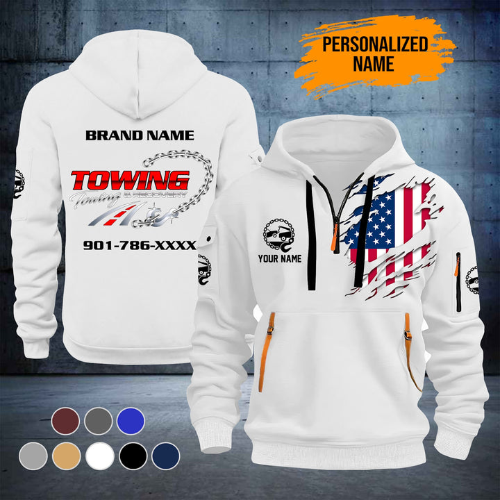 Personalized Name Tow Truck 3D Quarter Zip Hoodie ST261