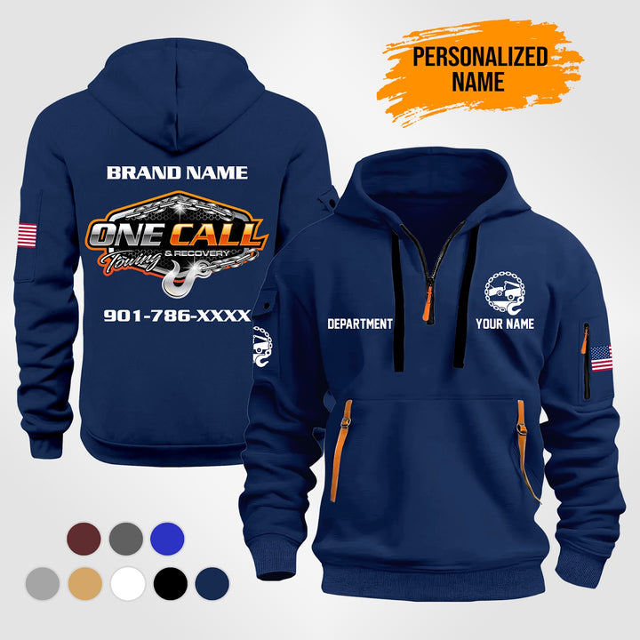 Personalized Name Tow Truck 3D Quarter Zip Hoodie ST262