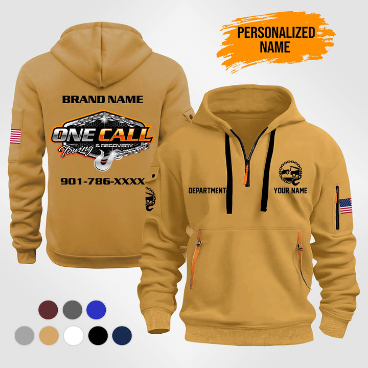 Personalized Name Tow Truck 3D Quarter Zip Hoodie ST262