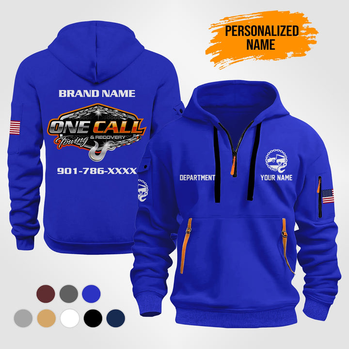 Personalized Name Tow Truck 3D Quarter Zip Hoodie ST262