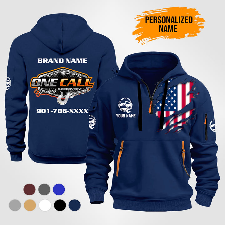 Personalized Name Tow Truck 3D Quarter Zip Hoodie ST263