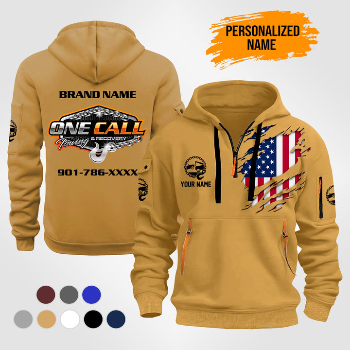 Personalized Name Tow Truck 3D Quarter Zip Hoodie ST263