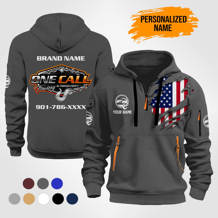 Personalized Name Tow Truck 3D Quarter Zip Hoodie ST263