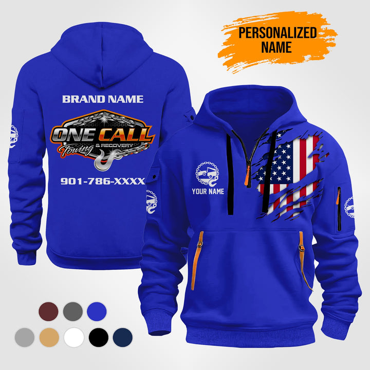 Personalized Name Tow Truck 3D Quarter Zip Hoodie ST263