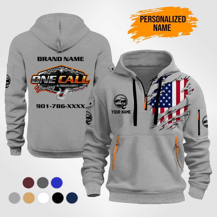 Personalized Name Tow Truck 3D Quarter Zip Hoodie ST263