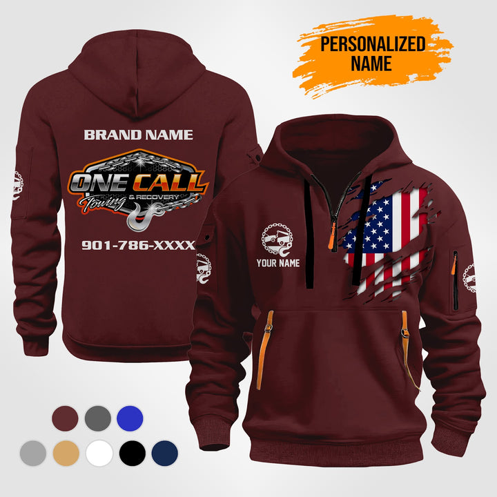Personalized Name Tow Truck 3D Quarter Zip Hoodie ST263