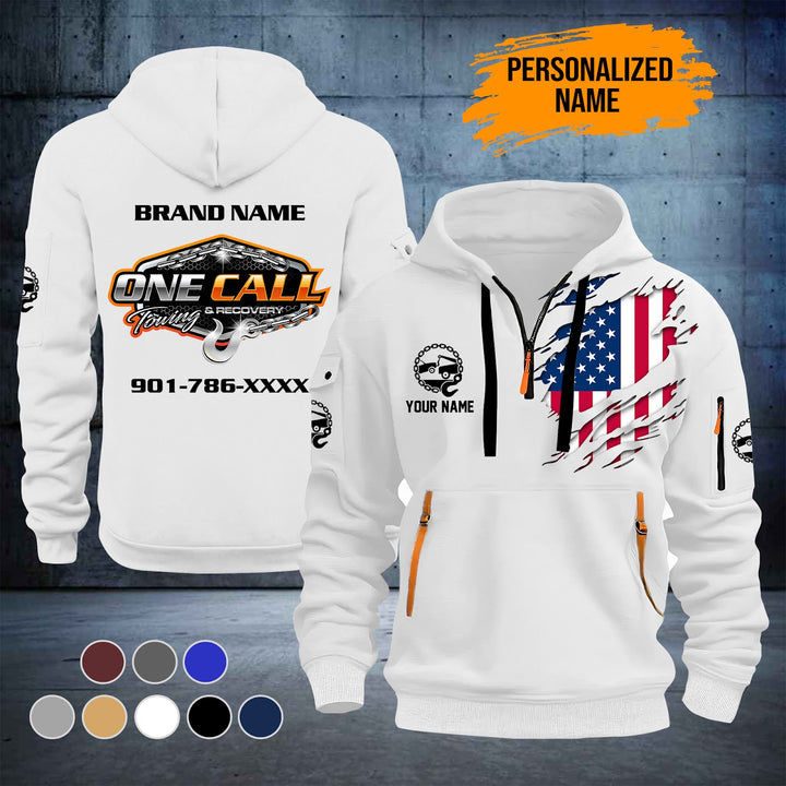 Personalized Name Tow Truck 3D Quarter Zip Hoodie ST263