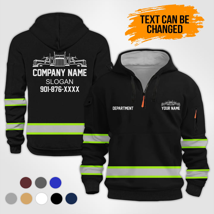 Personalized Name Semi Truck 3D Printed Quarter Zip Hoodie KS977