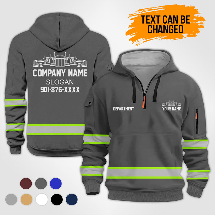 Personalized Name Semi Truck 3D Printed Quarter Zip Hoodie KS977